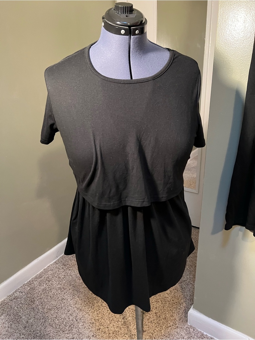 Ekouaer Women’s Sz Large Pajama Set Black Short Sleeve Crewneck Top Pull On Pant - Picture 2 of 9